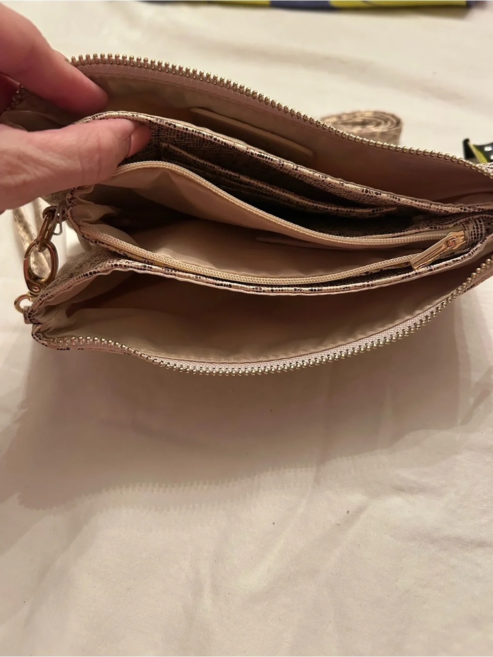 Caroline Hill Metallic Gold Leopard Print Wristlet